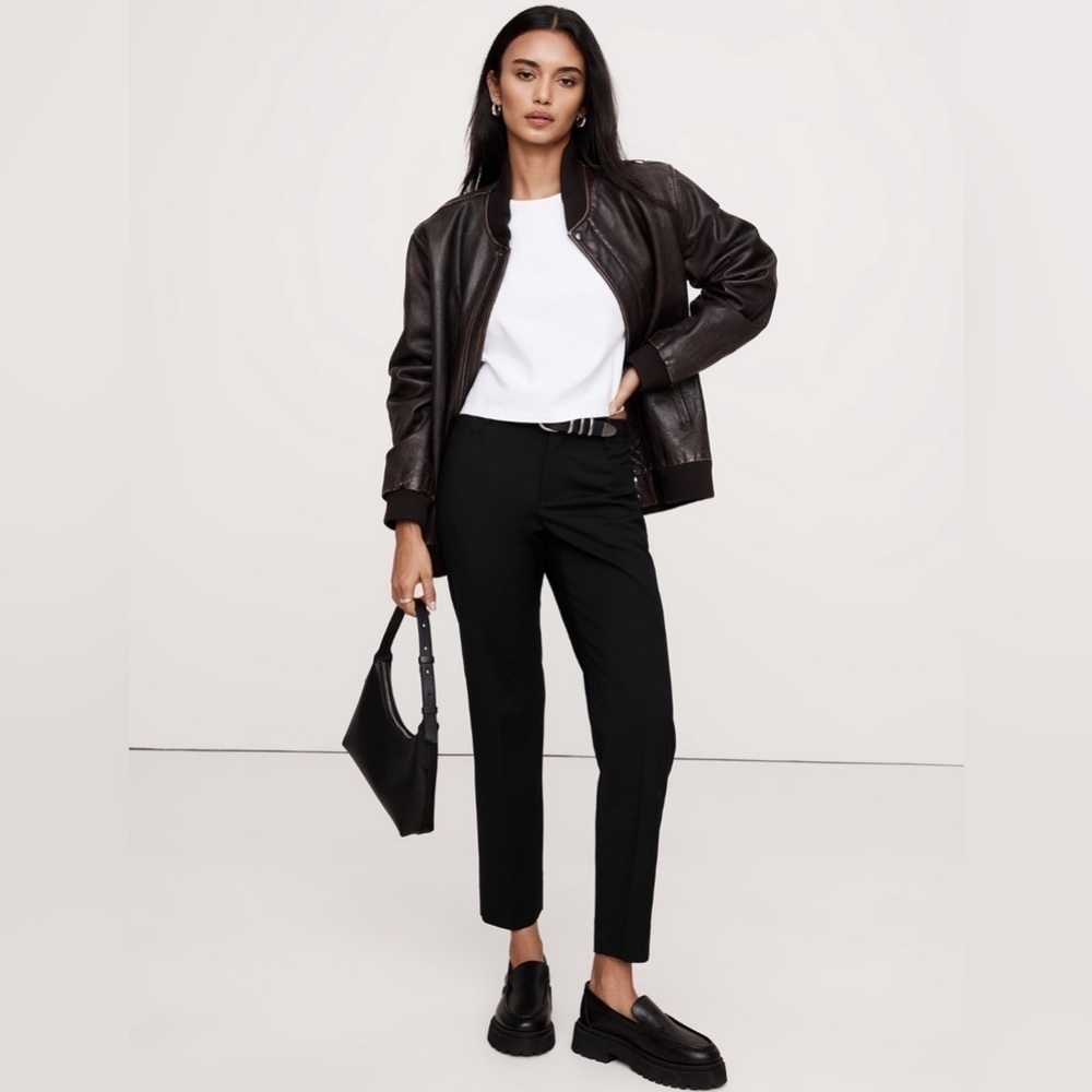 NWT! Banana Republic Black Siena Slim Wool Ankle Pant - Multiple🔹